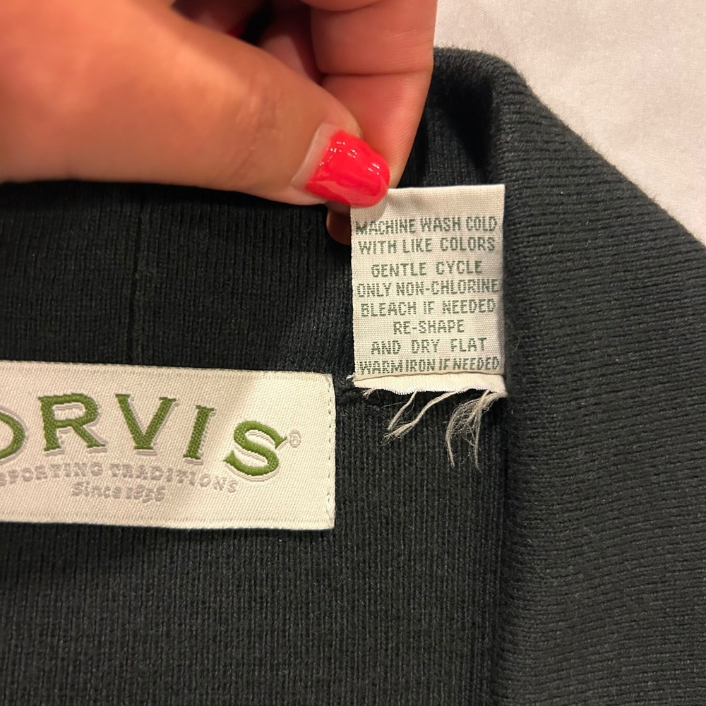 Orvis Women Navy Cotton Cashmere Shawl Collar Button Front Cardigan Sweater XL - Picture 3 of 13